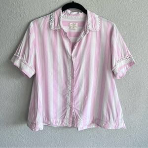 Kate Spade Striped Eyelet Trimmed Pajama Top size medium